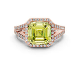 Rose gold Fancy Yellow Asscher  Halo Split Shank Pave Diamond Ring with Four-Prong Setting_51
