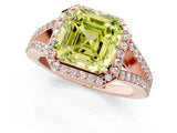 Rose gold Fancy Yellow Asscher  Halo Split Shank Pave Diamond Ring with Four-Prong Setting_52