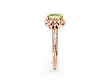 Rose gold Fancy Yellow Asscher  Halo Split Shank Pave Diamond Ring with Petal Prong Setting_22