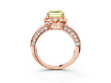 Rose gold Fancy Yellow Asscher  Halo Split Shank Pave Diamond Ring with Petal Prong Setting_23