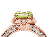Rose gold Fancy Yellow Asscher  Halo Split Shank Pave Diamond Ring with Petal Prong Setting_24