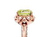 Rose gold Fancy Yellow Asscher  Halo Split Shank Pave Diamond Ring with Petal Prong Setting_25