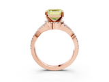 Rose gold Fancy Yellow Asscher  Halo Twist Band Solitaire Prong Setting Ring_3