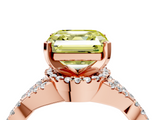 Rose gold Fancy Yellow Asscher  Halo Twist Band Solitaire Prong Setting Ring_4