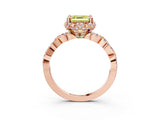 Rose gold Fancy Yellow Asscher  Halo Twist Band Solitaire Ring with Six-Prong Setting_23