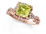 Rose gold Fancy Yellow Asscher  Halo Twist Band Solitaire Ring with Six-Prong Setting_33