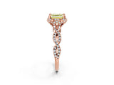 Rose gold Fancy Yellow Asscher  Halo Twist Band Solitaire Ring with Six-Prong Setting_34