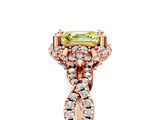 Rose gold Fancy Yellow Asscher  Halo Twist Band Solitaire Ring with Six-Prong Setting_37