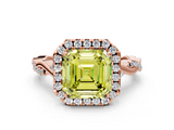 Rose gold Fancy Yellow Asscher  Halo Twist Band Solitaire Ring_24