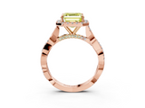 Rose gold Fancy Yellow Asscher  Halo Twist Band Solitaire Ring_27