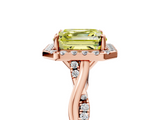 Rose gold Fancy Yellow Asscher  Halo Twist Band Solitaire Ring_29