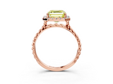 Rose gold Fancy Yellow Asscher  Halo Twisted Band Four-Prong Diamond Ring_3