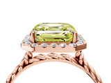 Rose gold Fancy Yellow Asscher  Halo Twisted Band Four-Prong Diamond Ring_4