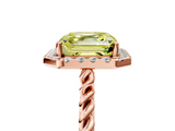 Rose gold Fancy Yellow Asscher  Halo Twisted Band Four-Prong Diamond Ring_5
