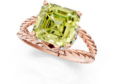 Rose gold Fancy Yellow Asscher  Halo Twisted Band Four-Prong Ring_33
