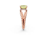 Rose gold Fancy Yellow Asscher  Halo Twisted Band Four-Prong Ring_34