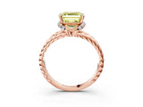 Rose gold Fancy Yellow Asscher  Halo Twisted Band Four-Prong Ring_35