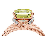 Rose gold Fancy Yellow Asscher  Halo Twisted Band Four-Prong Ring_36