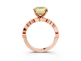 Rose gold Fancy Yellow Asscher  Milgrain Bezel Diamond Engagement Ring with Solitaire Prong Setting_32