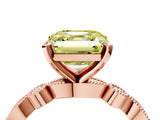 Rose gold Fancy Yellow Asscher  Milgrain Bezel Diamond Engagement Ring with Solitaire Prong Setting_33