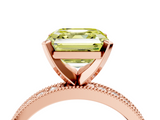 Rose gold Fancy Yellow Asscher  Milgrain Pave Diamond Engagement Ring with Four-Prong Setting_4