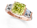 Rose gold Fancy Yellow Asscher  Solitaire Baguette Side Stone Channel Set Engagement Ring_1