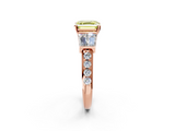 Rose gold Fancy Yellow Asscher  Solitaire Baguette Side Stone Channel Set Engagement Ring_2