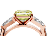 Rose gold Fancy Yellow Asscher  Solitaire Baguette Side Stone Channel Set Engagement Ring_4