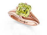 Rose gold Fancy Yellow Asscher  Solitaire Beaded Band Six-Prong Setting_1