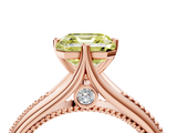 Rose gold Fancy Yellow Asscher  Solitaire Beaded Band Six-Prong Setting_4