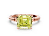 Rose gold Fancy Yellow Asscher  Solitaire Beaded Band with Four-Prong Setting