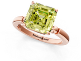 Rose gold Fancy Yellow Asscher  Solitaire Beaded Band with Four-Prong Setting_1