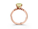 Rose gold Fancy Yellow Asscher  Solitaire Beaded Band with Four-Prong Setting_3