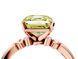 Rose gold Fancy Yellow Asscher  Solitaire Beaded Band with Four-Prong Setting_4