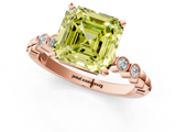 Rose gold Fancy Yellow Asscher  Solitaire Bezel Accent Diamond Engagement Ring with Beaded Band and Four-Prong Setting_1