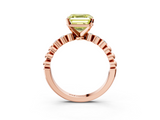 Rose gold Fancy Yellow Asscher  Solitaire Bezel Accent Diamond Engagement Ring with Beaded Band and Four-Prong Setting_3