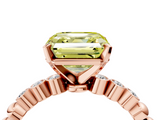 Rose gold Fancy Yellow Asscher  Solitaire Bezel Accent Diamond Engagement Ring with Beaded Band and Four-Prong Setting_4