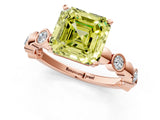Rose gold Fancy Yellow Asscher  Solitaire Bezel-Set Diamond Ring with Beaded Band and Four-Prong Setting_49
