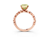Rose gold Fancy Yellow Asscher  Solitaire Bezel-Set Diamond Ring with Beaded Band and Four-Prong Setting_51