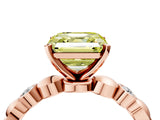 Rose gold Fancy Yellow Asscher  Solitaire Bezel-Set Diamond Ring with Beaded Band and Four-Prong Setting_52