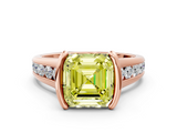 Rose gold Fancy Yellow Asscher  Solitaire Bezel-Set Diamond Ring with Channel-Set Band_17