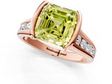 Rose gold Fancy Yellow Asscher  Solitaire Bezel-Set Diamond Ring with Channel-Set Band_18