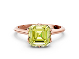 Rose gold Fancy Yellow Asscher  Solitaire Cathedral Diamond Ring with Six-Prong Setting_17