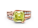 Rose gold Fancy Yellow Asscher  Solitaire Channel-Set Split Shank Ring with Tension Prong Setting_3