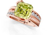 Rose gold Fancy Yellow Asscher  Solitaire Channel-Set Split Shank Ring with Tension Prong Setting_4