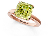 Rose gold Fancy Yellow Asscher  Solitaire Diamond Engagement Ring with Four-Prong Setting on a Classic Band_26