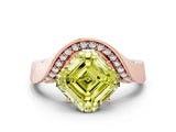 Rose gold Fancy Yellow Asscher  Solitaire Diamond Engagement Ring with Pave Band and Four-Prong Setting 2