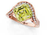 Rose gold Fancy Yellow Asscher  Solitaire Diamond Engagement Ring with Pave Band and Four-Prong Setting 3