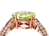 Rose gold Fancy Yellow Asscher  Solitaire Diamond Engagement Ring with Pave Band and Four-Prong Setting