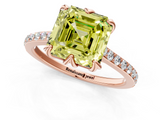 Rose gold Fancy Yellow Asscher  Solitaire Diamond Engagement Ring with Pave Band and Six-Prong Setting_1